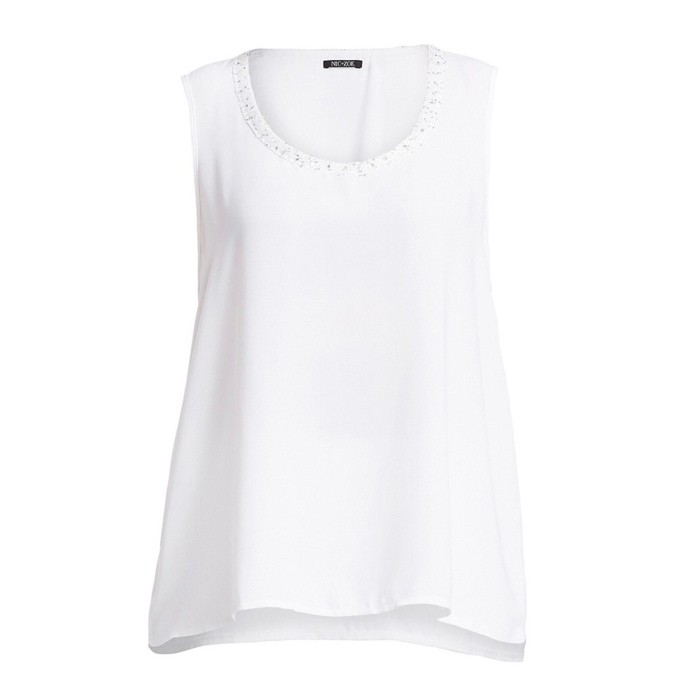 Nic + Zoe White Tanktop with Sequin Neckline